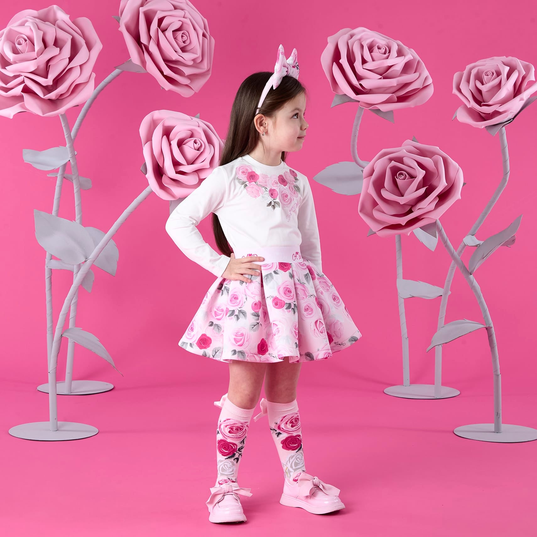 A DEE - Winter Bloom Ariella Rose Print Skirt Set - Snow White
