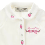 MONNALISA - Rose Embroidered  Babygrow  - White