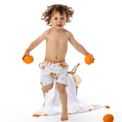 MEIA PATA - Orange Print Swim Shorts - Orange