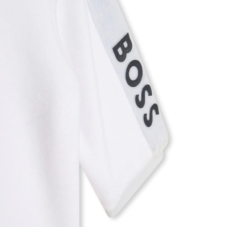 HUGO BOSS - Velour Collar Babygrow -  White