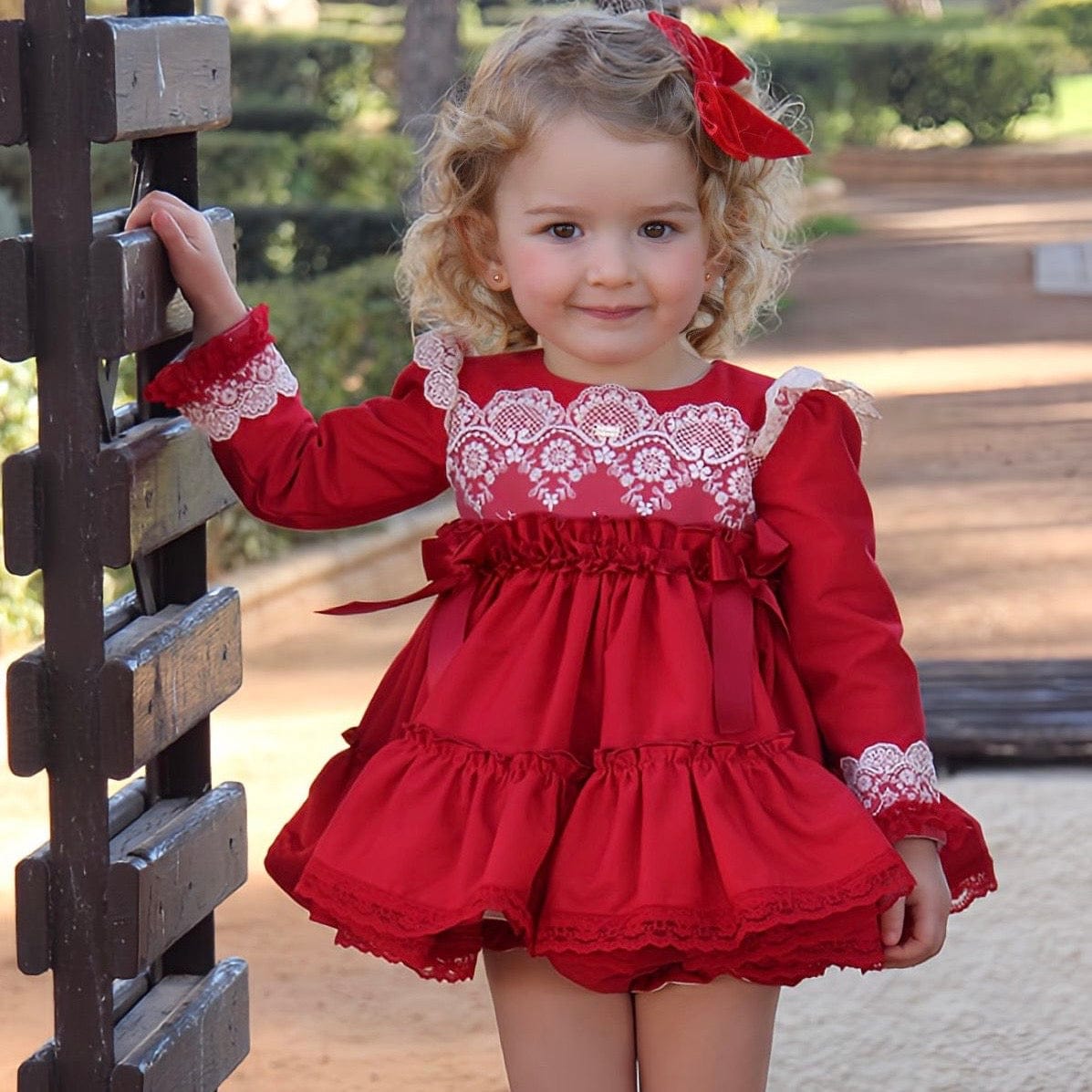 LA AMAPOLA - Caperucita Baby Dress & Bonnet - Red