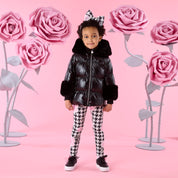 A DEE - Winter Bloom Avery Short Fur Trim Jacket - Black