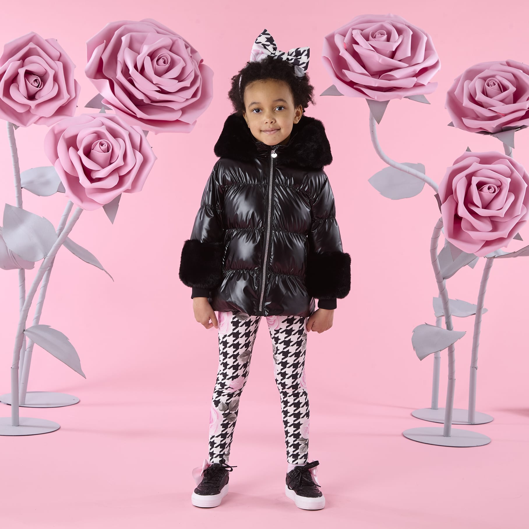 A DEE - Winter Bloom Avery Short Fur Trim Jacket - Black