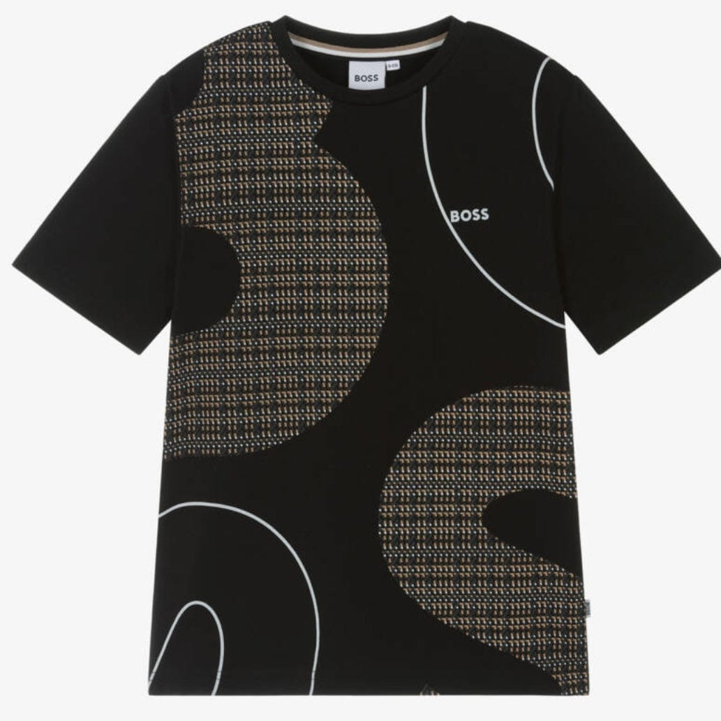 BOSS -  T  Shirt With Abstract Logo- Black