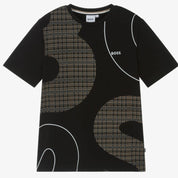 BOSS -  T  Shirt With Abstract Logo- Black