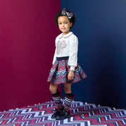 A DEE - Chevron Charm Chloe Chevron Print Skirt Set - Snow White