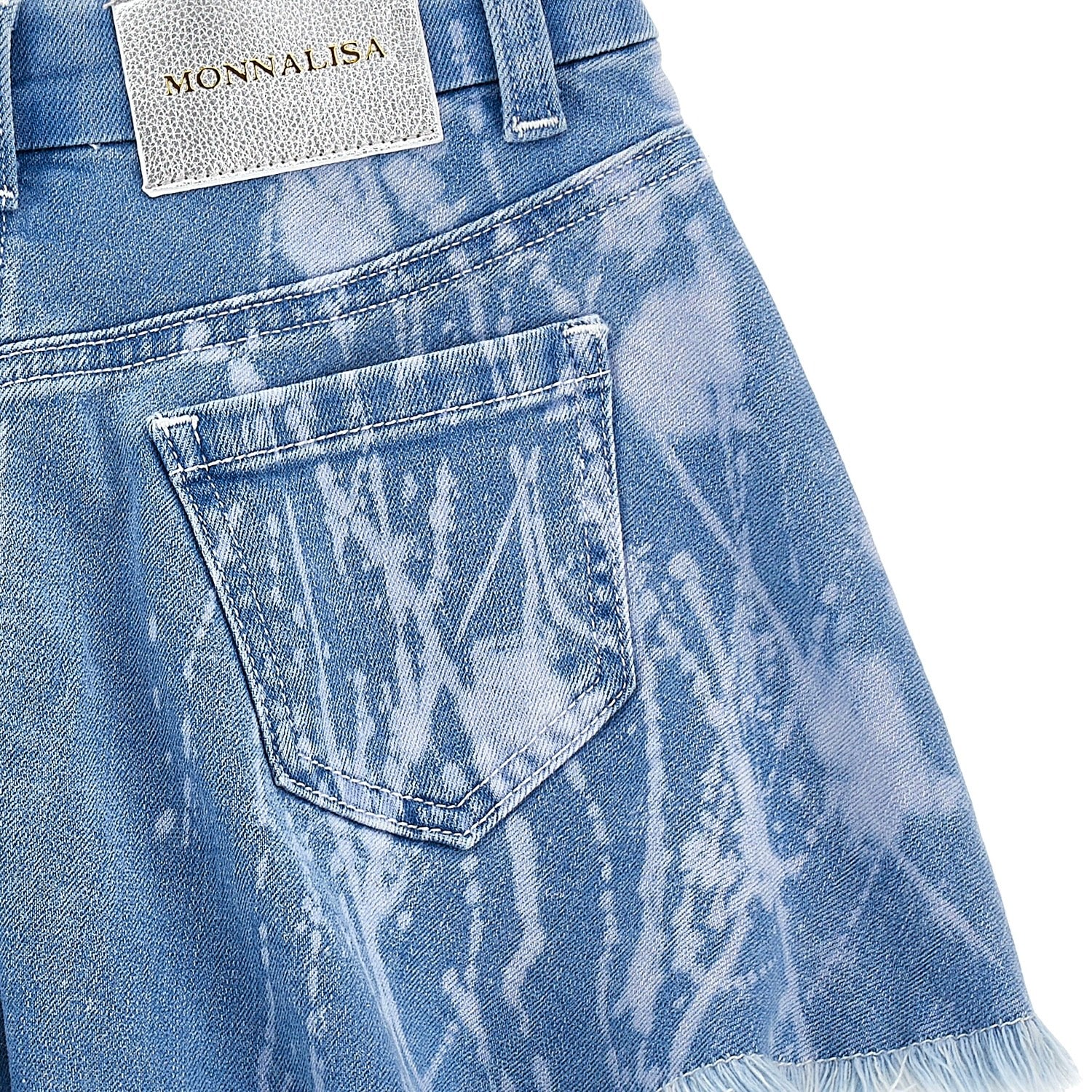 MONNALISA - Alice In Wonderland Denim Short Set - Blue