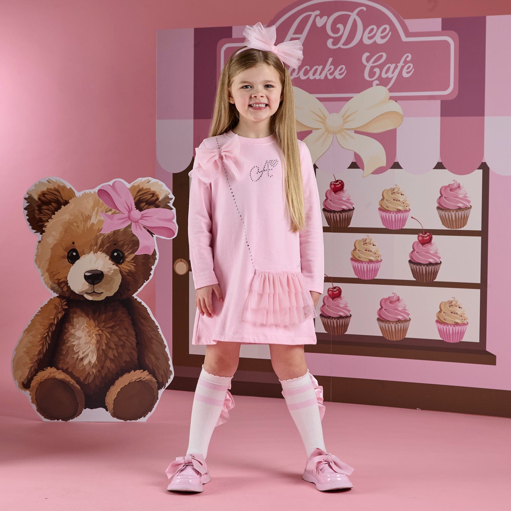 A DEE - Teddy Bear Bakery Miracle Handbag Jersey Dress - Pink Fairy