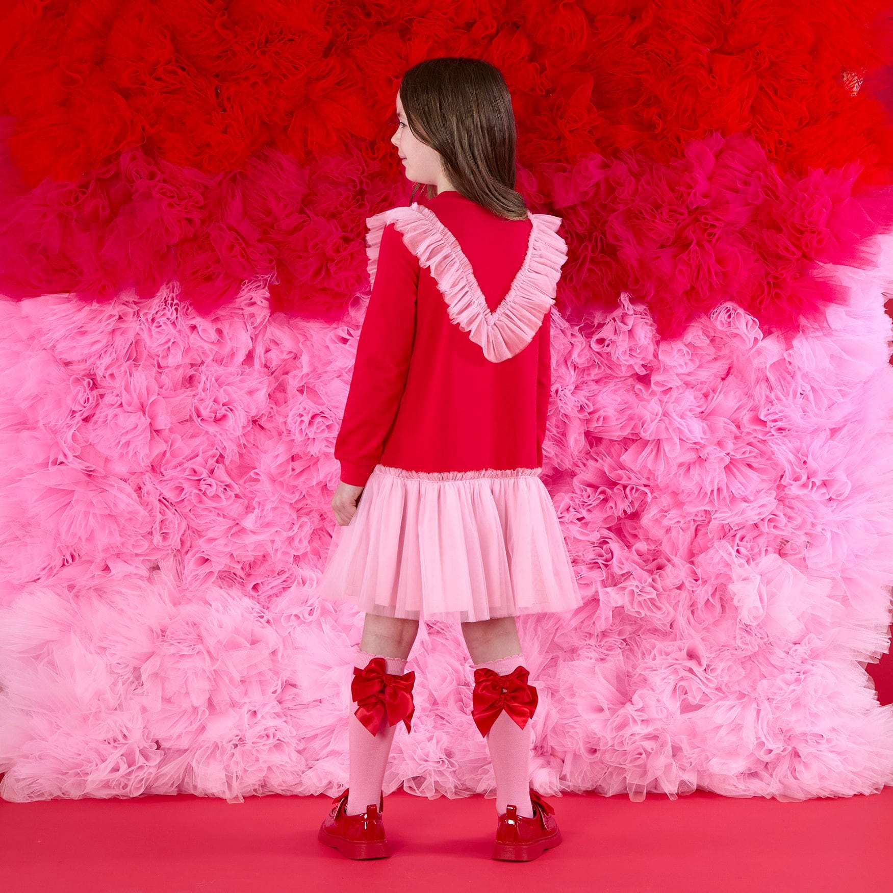 A DEE -  Love Story Lacey Sweat Tulle Dress - Vibrant Red