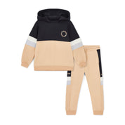 MITCH & SON - JNR Landon Cut N Sew Hoody Tracksuit - Latte Beige