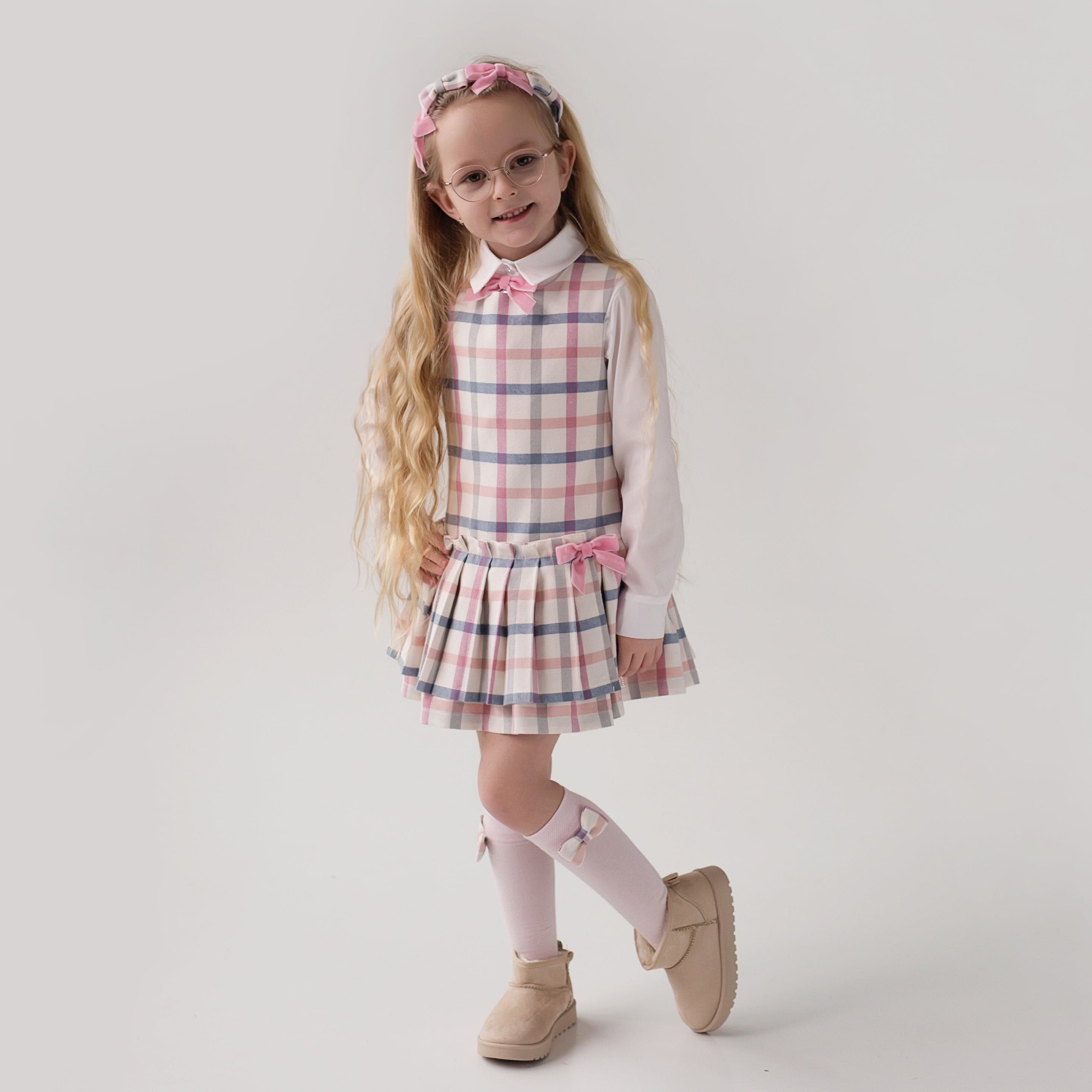Daga - Fluffy Chic Pinafore Dress & Blouse - Cream