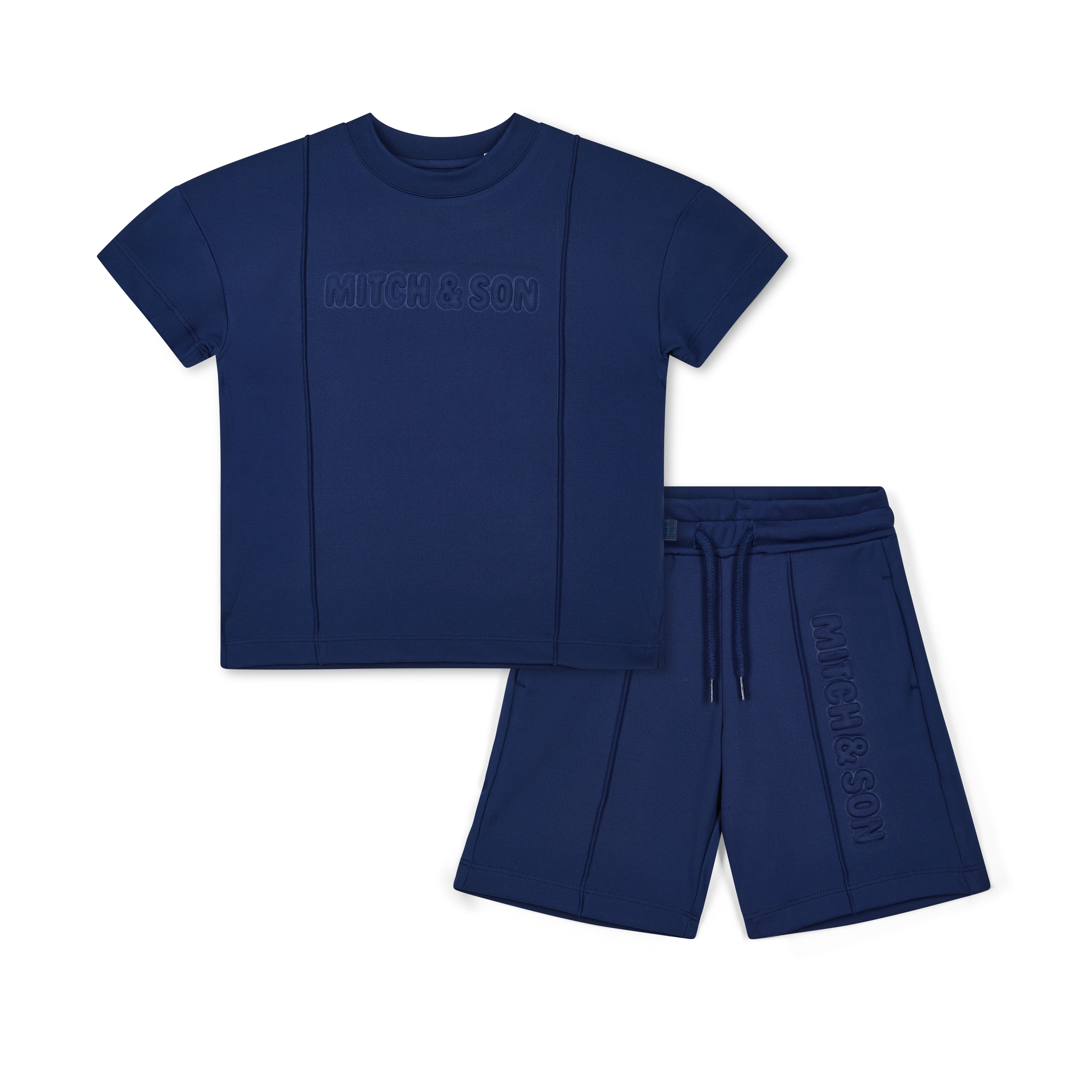 MITCH & SON - Harper JNR Drop Shoulder Pin Tuck Short Set - Blue Navy