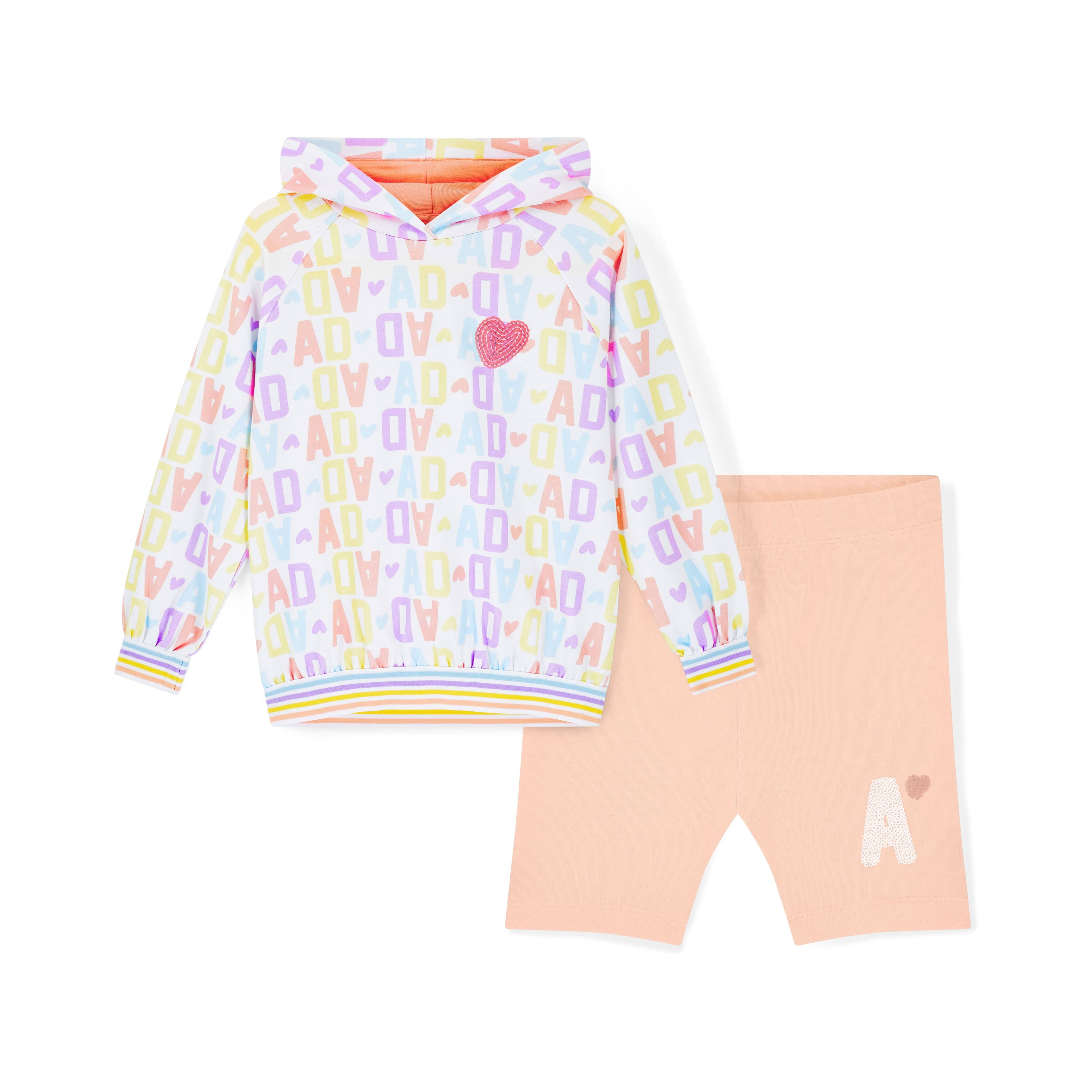 A DEE - Sisi Signature Summer Initial Print Hoody Cycling Short Set - White