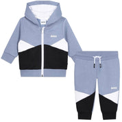 BOSS - Toddler Zip Hoodie Colour Block Tracksuit  -  Blue