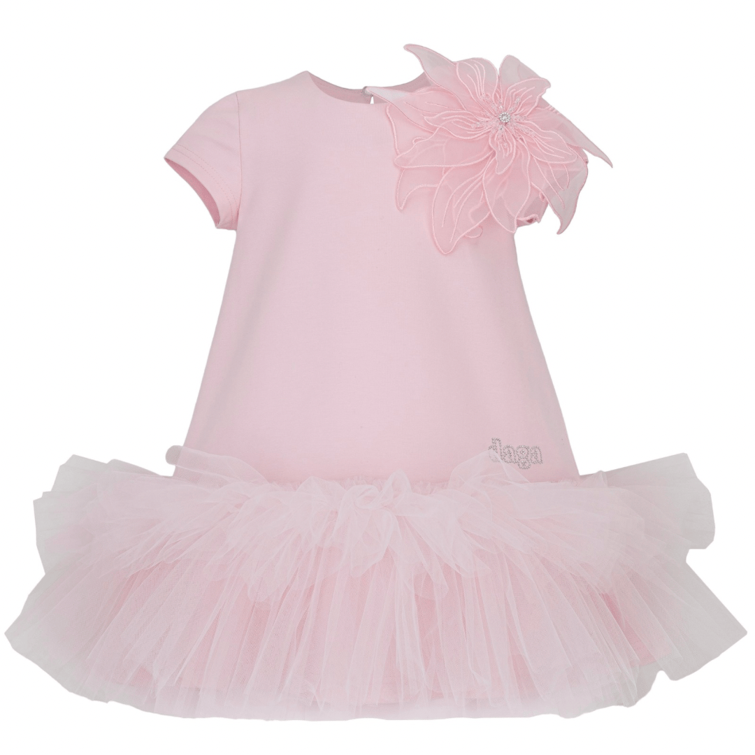 Daga - Ceremony Embellished Shoulder Motif Tutu Dress - Pink