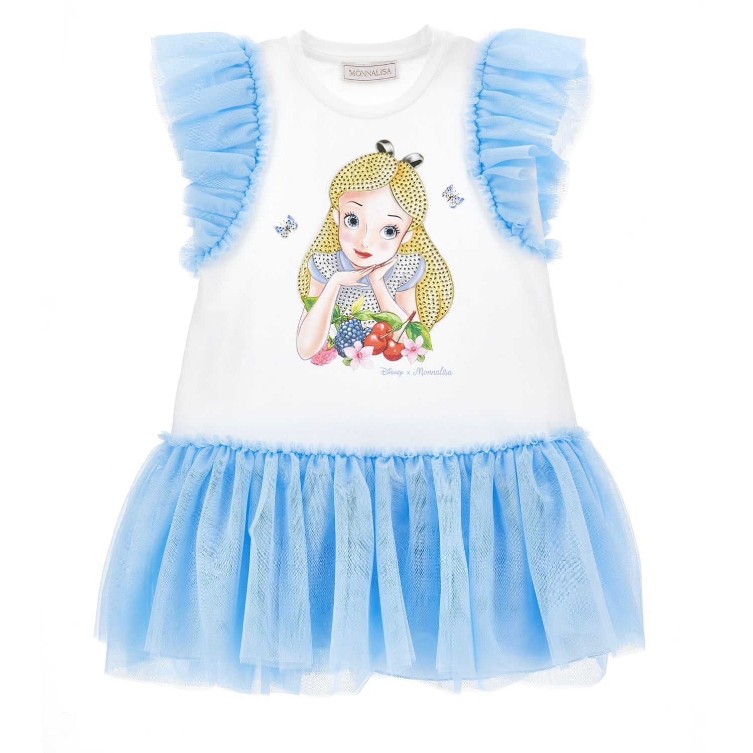 MONNALISA - Alice In Wonderland Jersey Dress - Blue