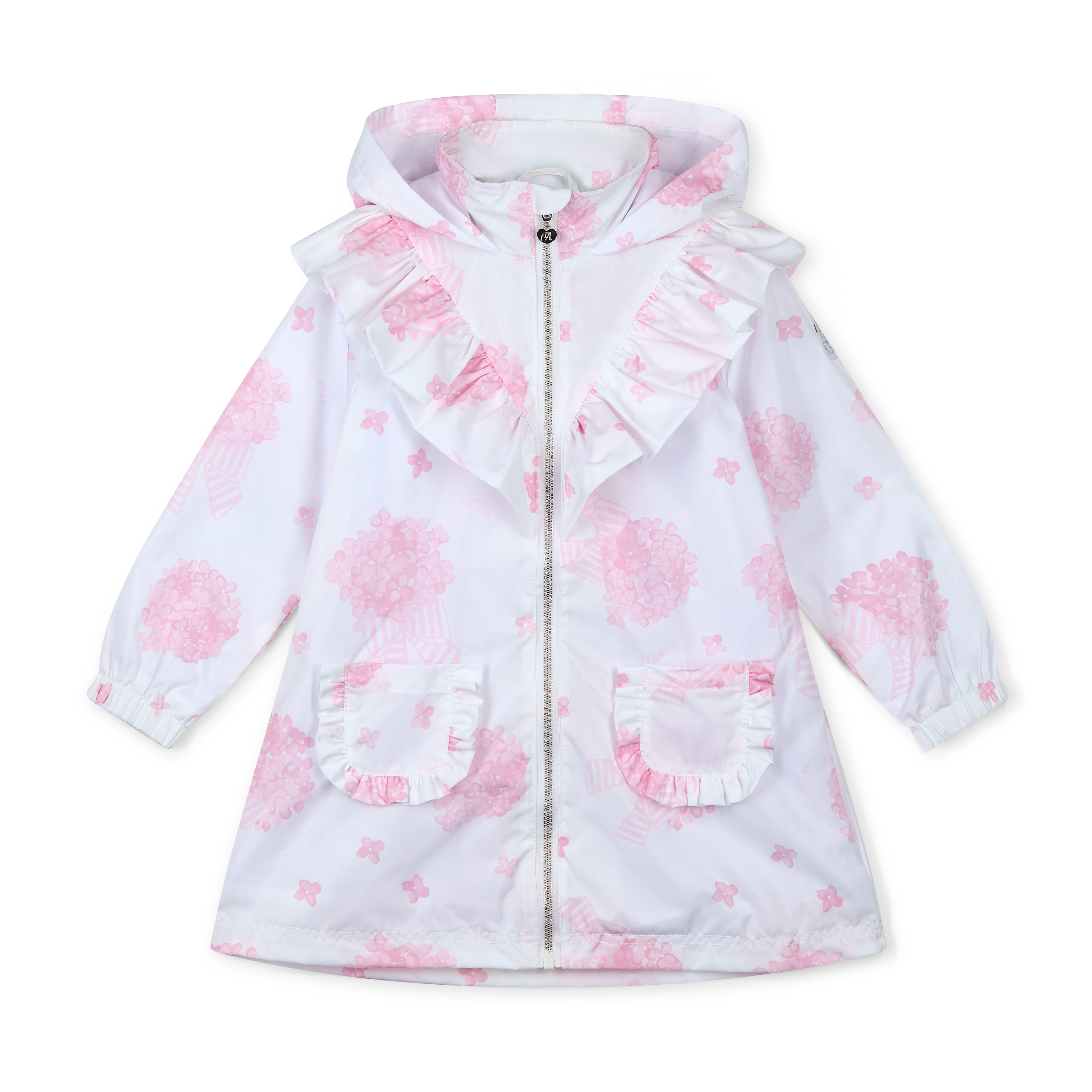 A DEE - Celine Heavenly Hydrangea Print Frill Jacket - Bright White