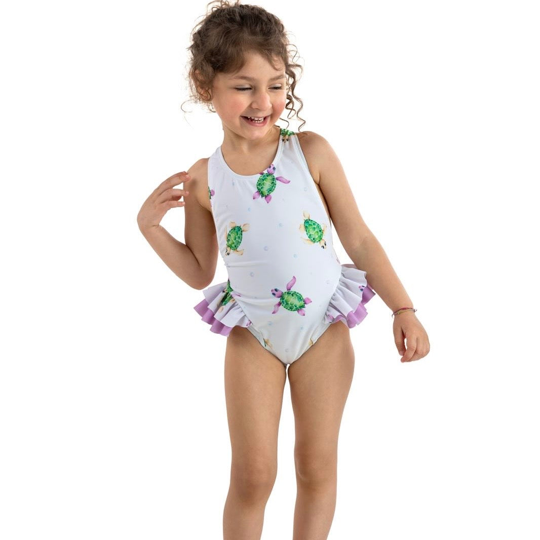 MEIA PATA -  Turtles Print Capri Swimsuit - Green