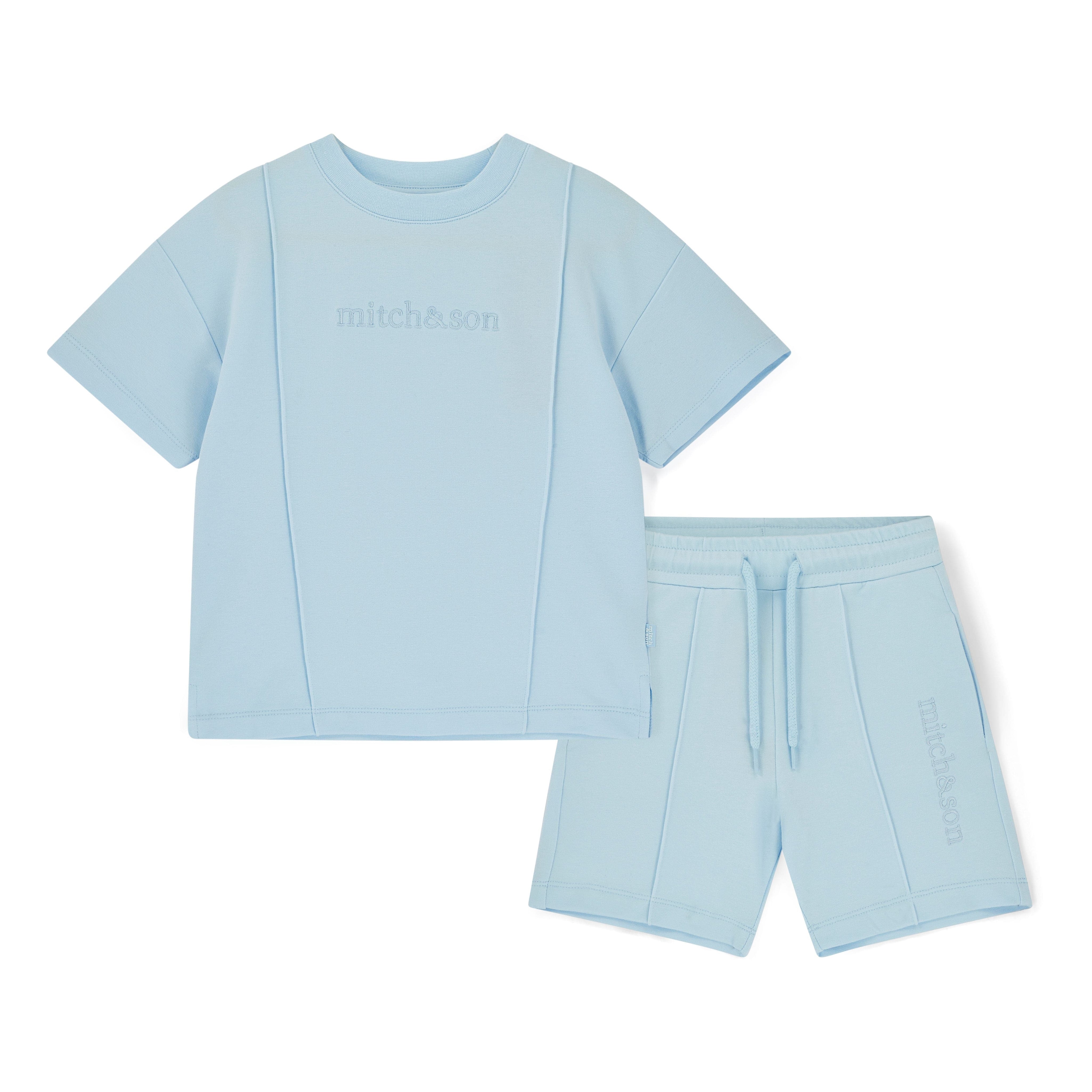 MITCH & SON - Orlando Blue Breeze Dropped Shoulder Sweat Short Set - Sky Blue