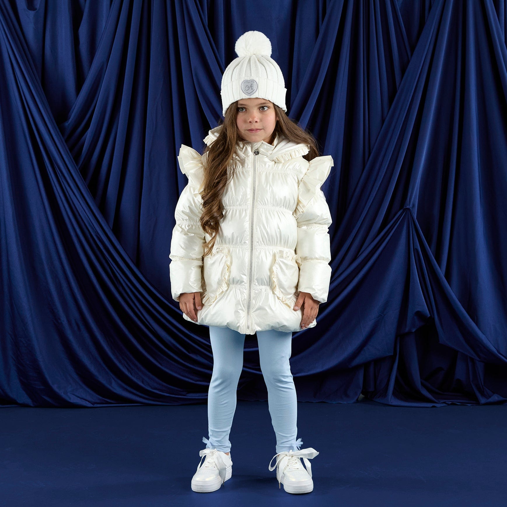 A DEE - Twilight Twirls Liliana Padded Jacket With Frill Heart Pockets - Snow White
