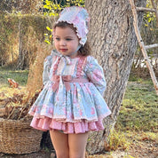 LA AMAPOLA - Kira Baby Dress & Bonnet - Pink