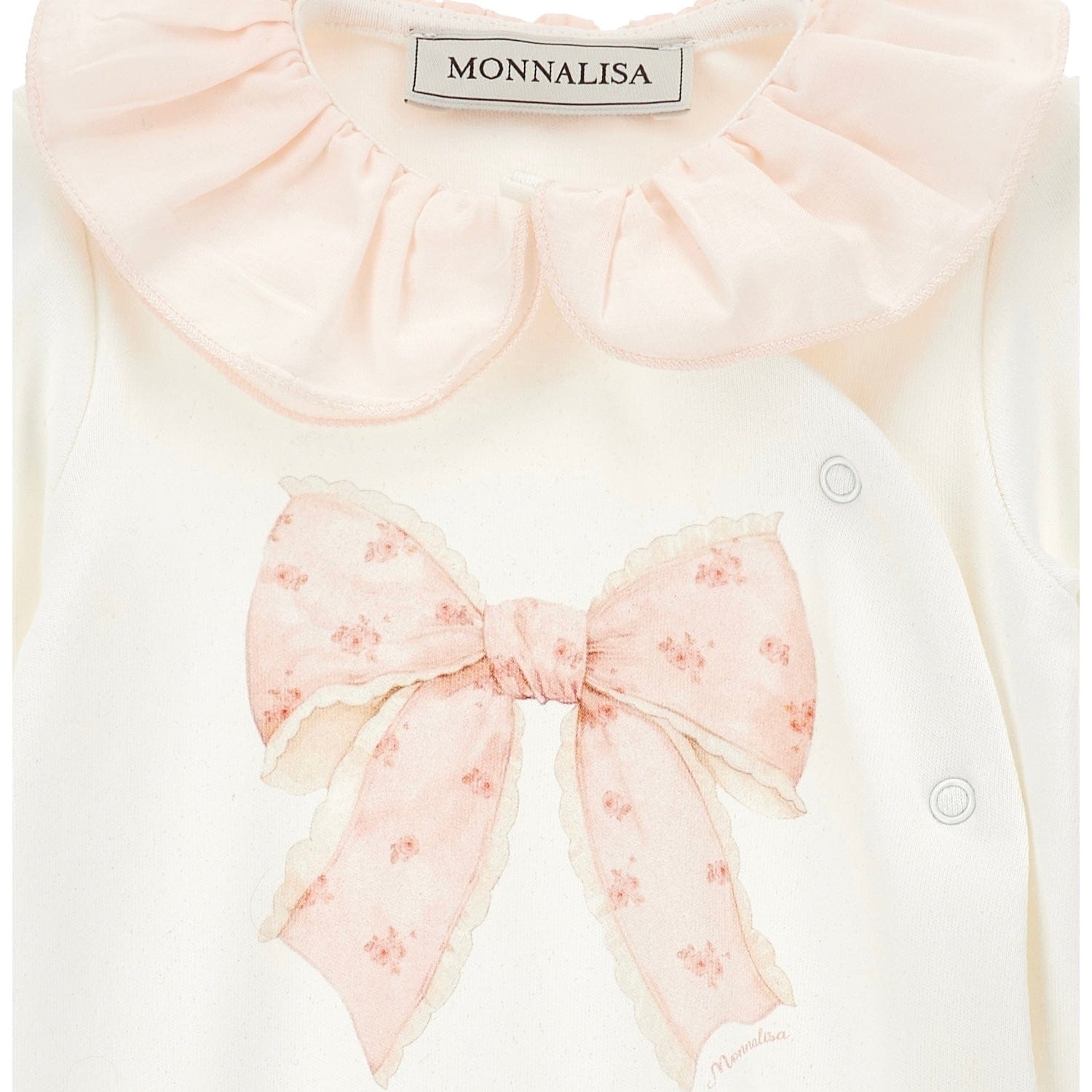 MONNALISA - Rose & Bow Two Piece Babygrow Set - Pink