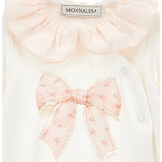 MONNALISA - Rose & Bow Two Piece Babygrow Set - Pink