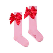 A Dee - Love Story Lucy Knee High Bow Socks - Peony Pink