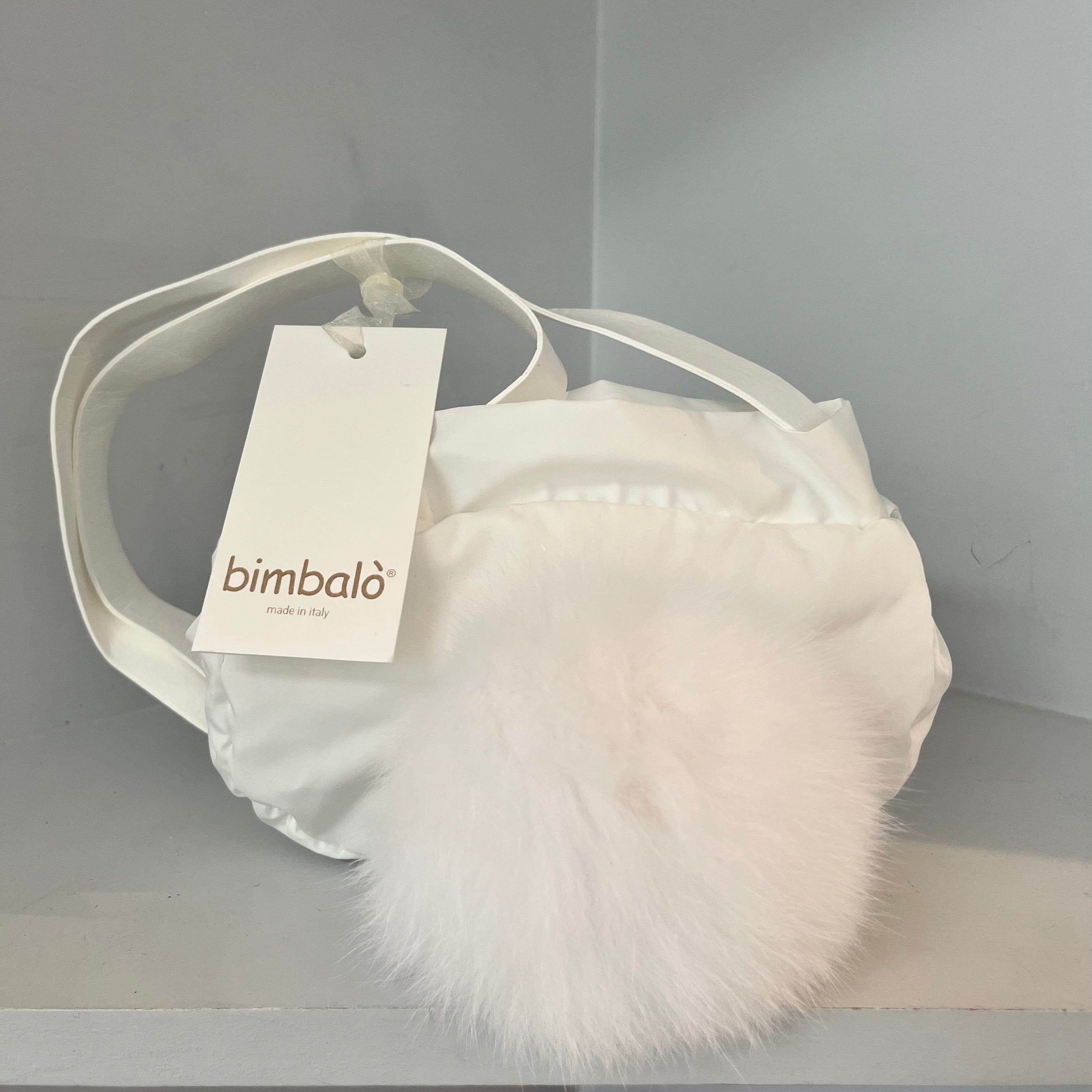 Bimbalo - Pom Pom Fur Hand Bag - Cream