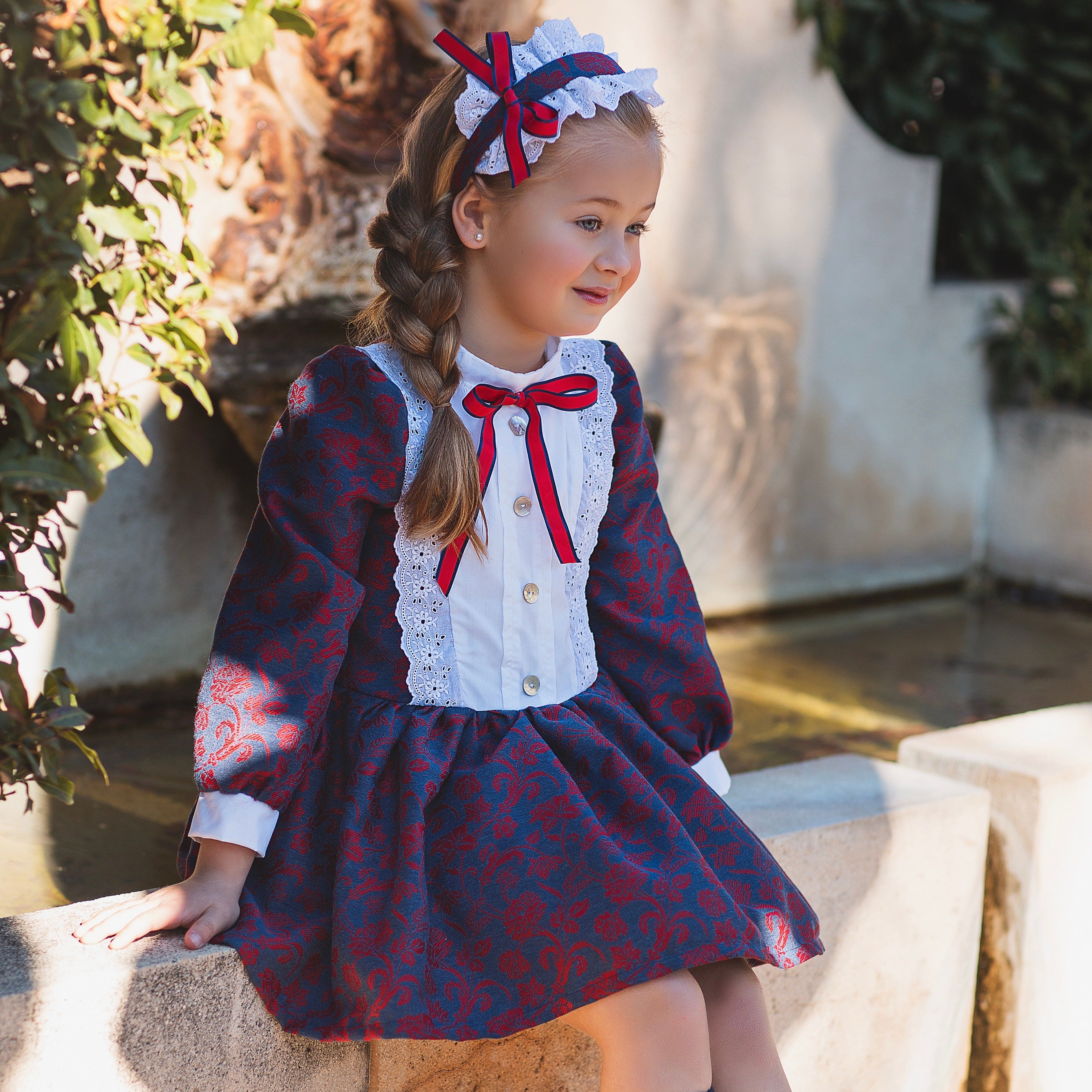 MERAKI - Older Girl Dress Damasco - Navy