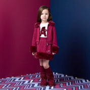 A DEE - Chevron Charm Audrey Fur Trim Bomber - Deep Cherry