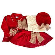 Rahigo - Five Piece Skirt Set With Camel Trim  - Red