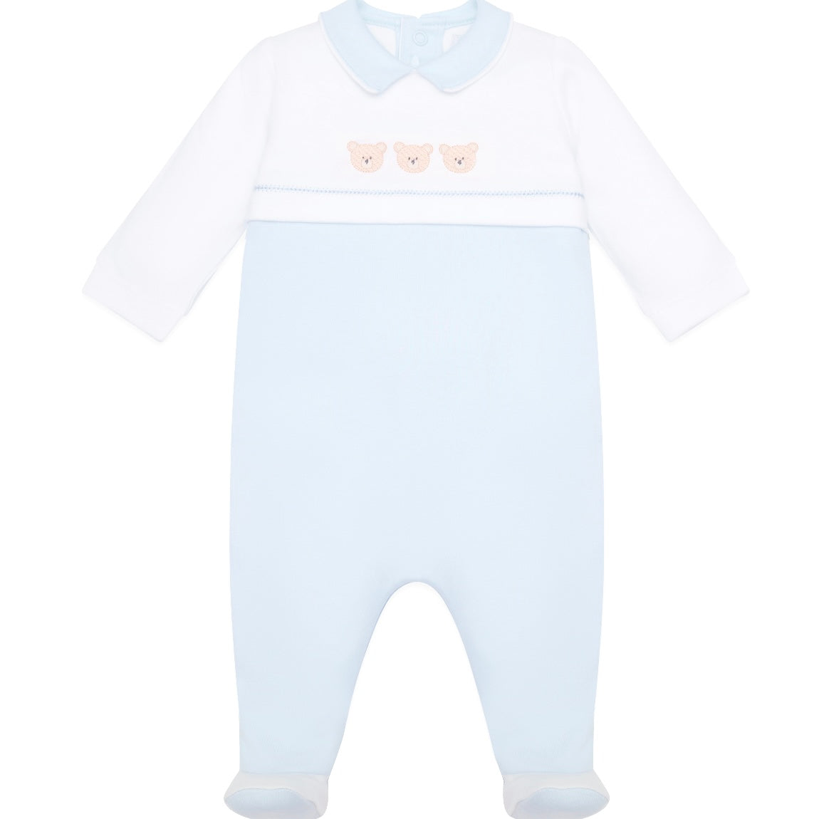 Emile Et Rose - Jasper Teddy Embroidered Babygrow & Hat - Blue