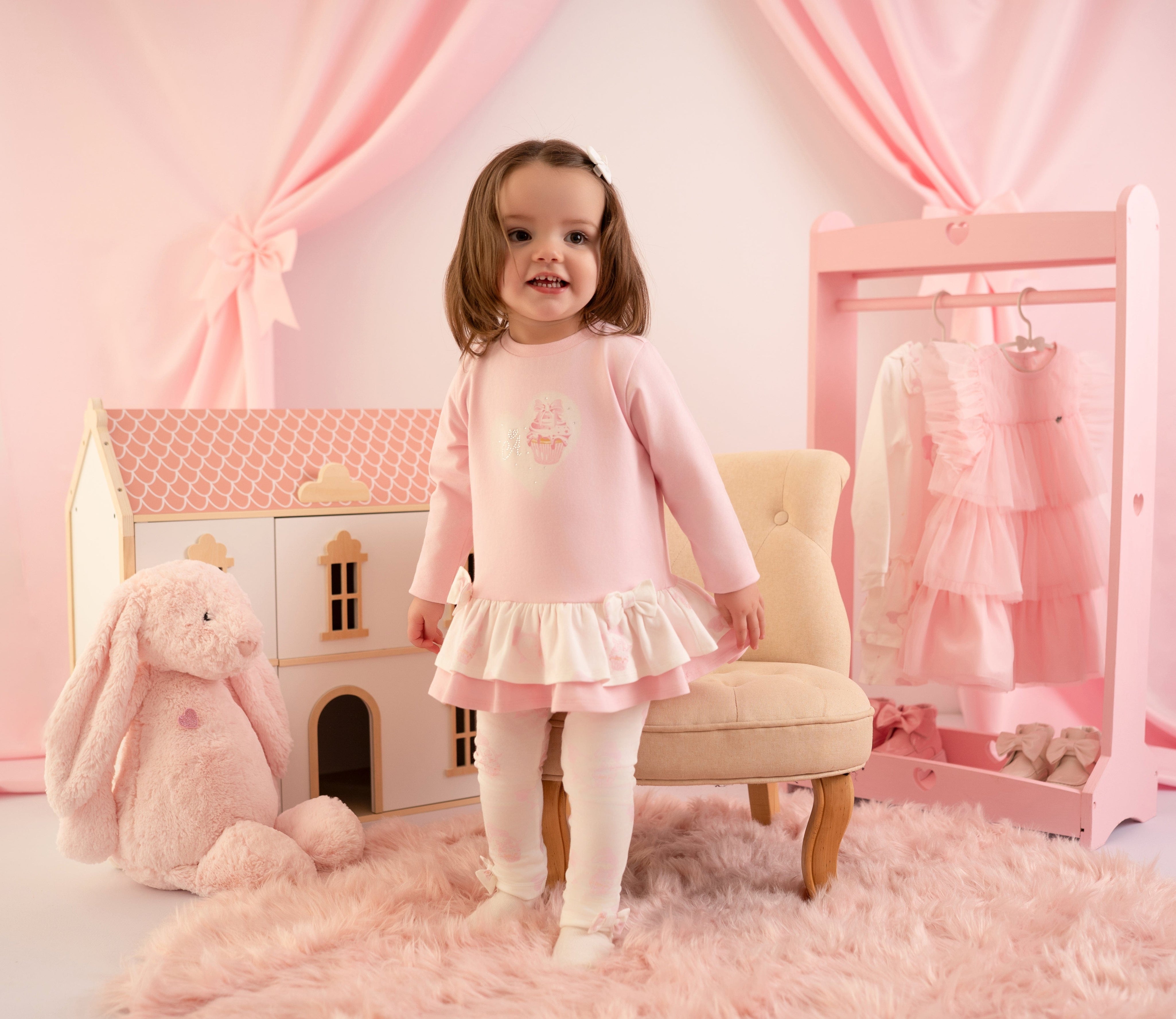 LITTLE A - Cute As A Cupcake Jade Cupcake Print Legging Set - Pink Fairy
