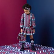 A DEE - Chevron Charm Cora Chevron Print Dress - Navy