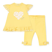 LITTLE A - Bonnie Jersey Frill Daisy Legging Set - Sweet Lemon