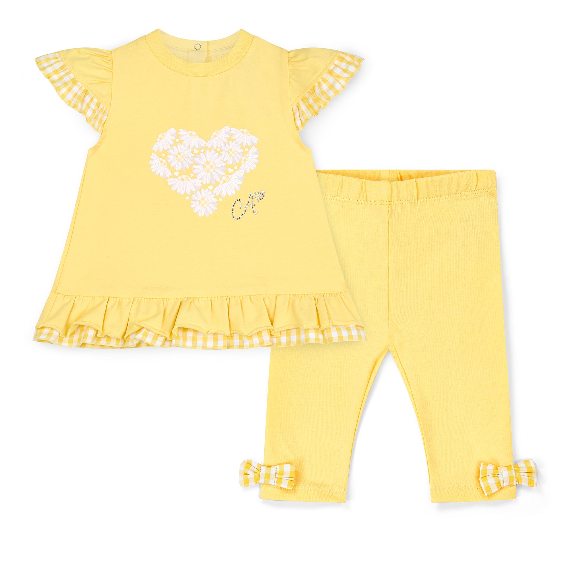 LITTLE A - Bonnie Jersey Frill Daisy Legging Set - Sweet Lemon