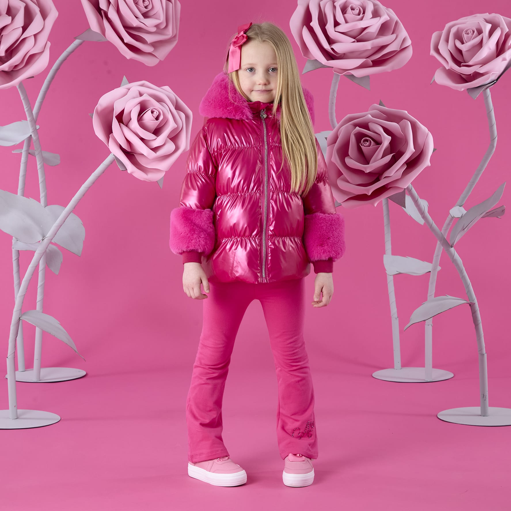 A DEE - Winter Bloom Avery Short Fur Trim Jacket - Fuchsia