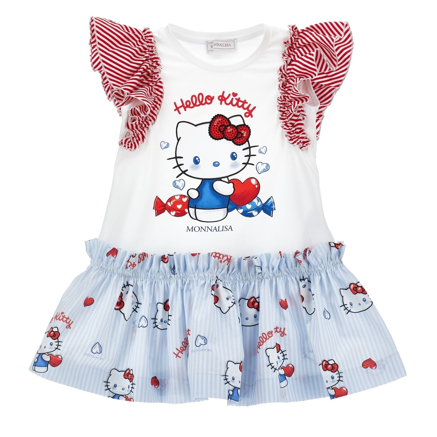 MONNALISA - Hello Kitty Jersey Dress - Blue