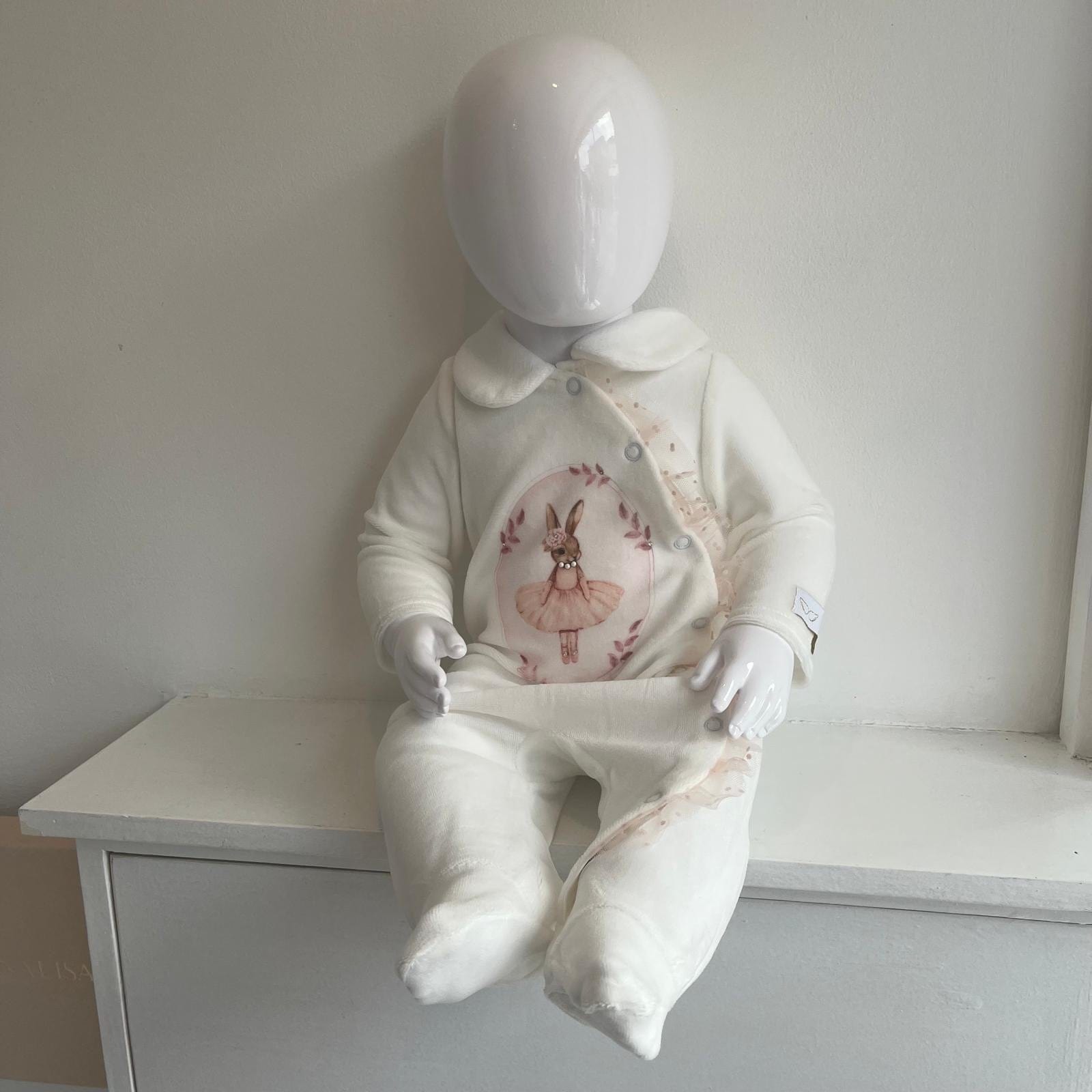 JAMIKS - Velour Eugenie Rabbit  Babygrow - Pink