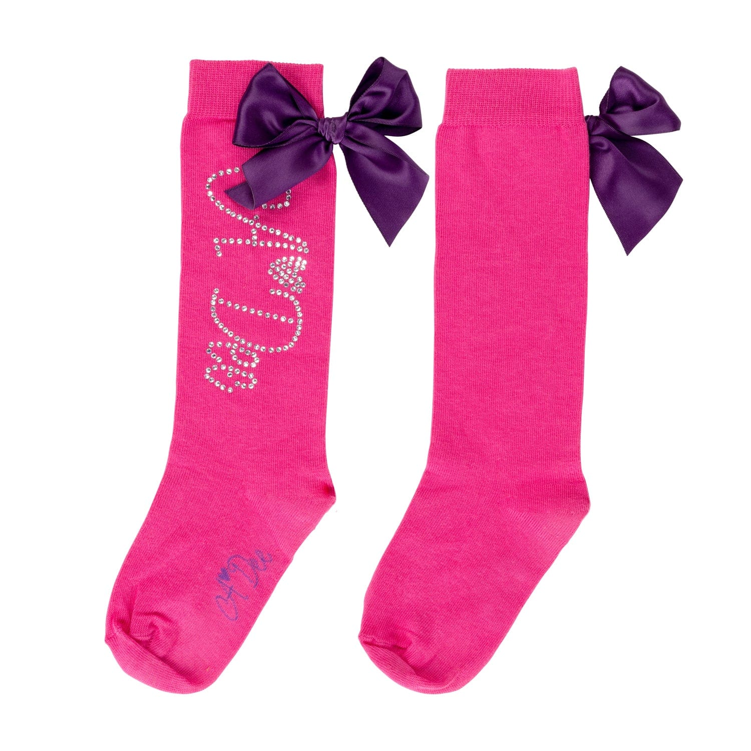 A DEE - Star Love Tate Diamante Knee High Socks - Hot Pink