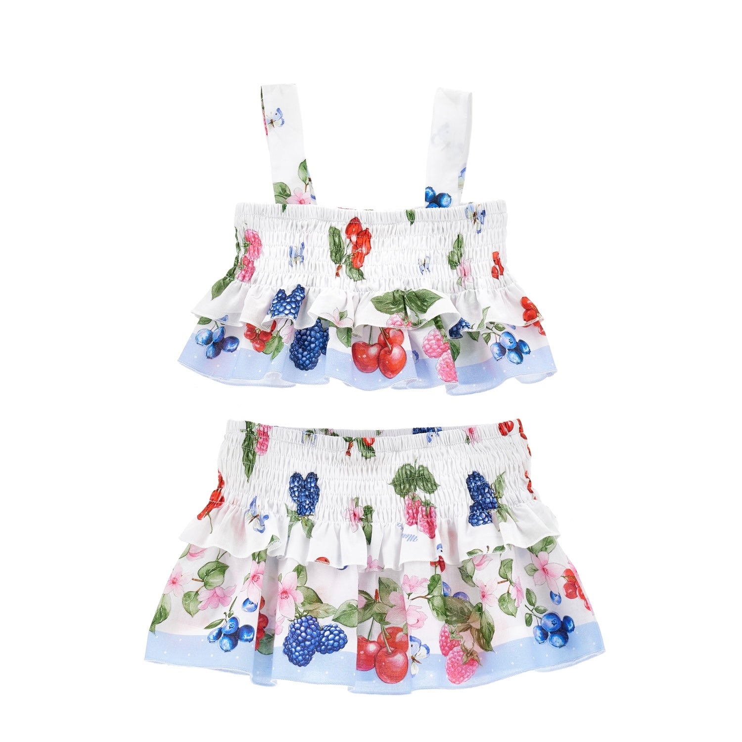 MONNALISA - Fruity Flowers Skirt Set - White