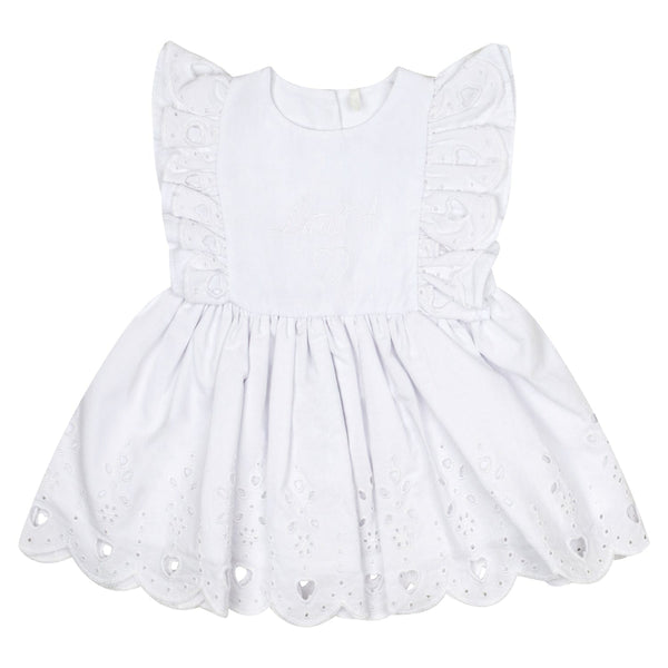 LITTLE A - Juniper Pastel Hearts Broderie Anglaise Dress - White