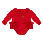 LITTLE A - Festive Hearts Harley Tulle Romper Red