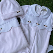 Piccola Speranza -Rose Bud Velour Baby Layette Four Piece Set- Pink