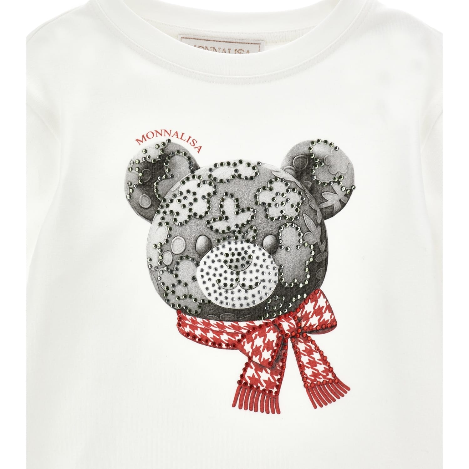 MONNALISA - Teddy Top &  Dog Tooth Skirt Set - Red
