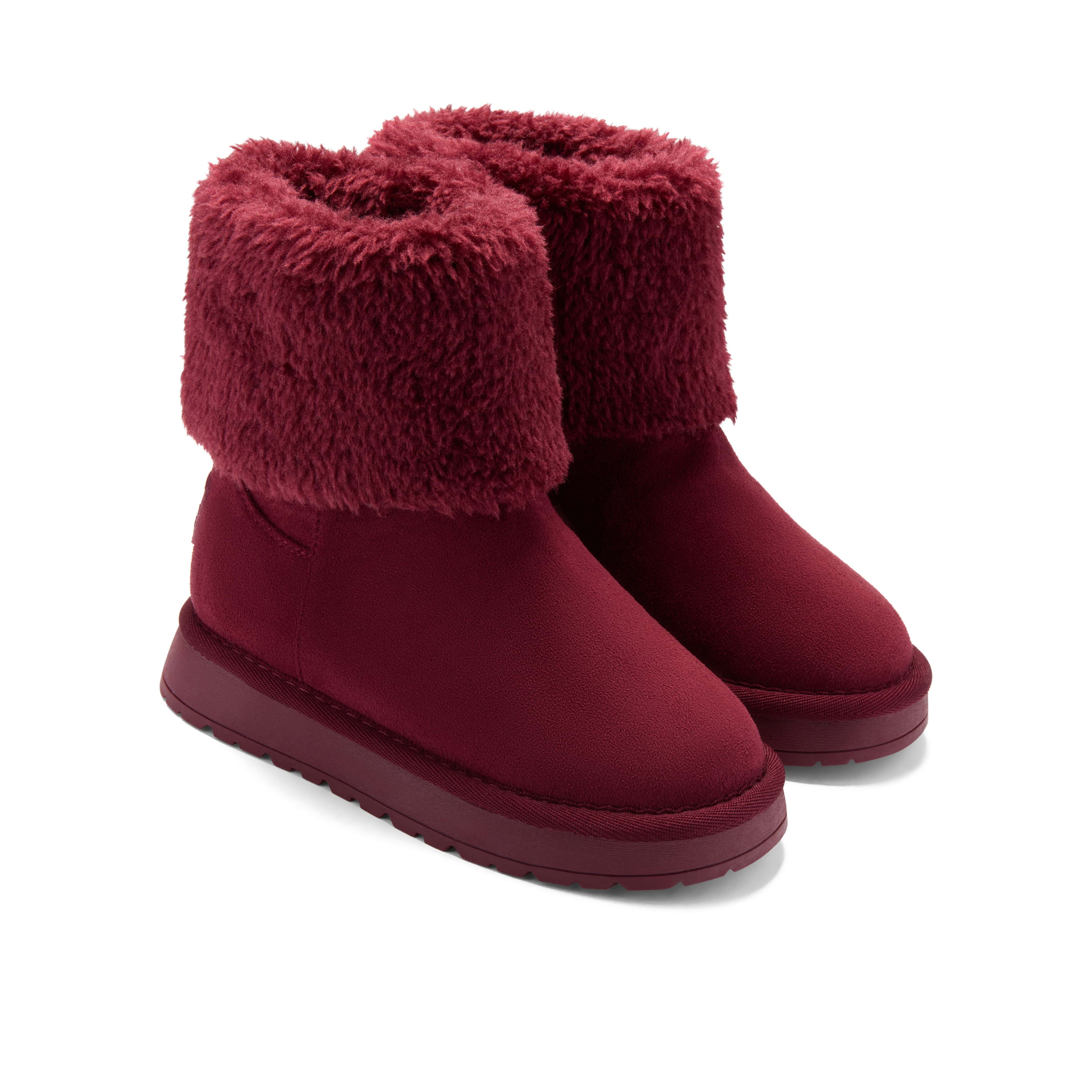 A DEE - Fluffie Fur Trimmed Boot - Deep Cherry