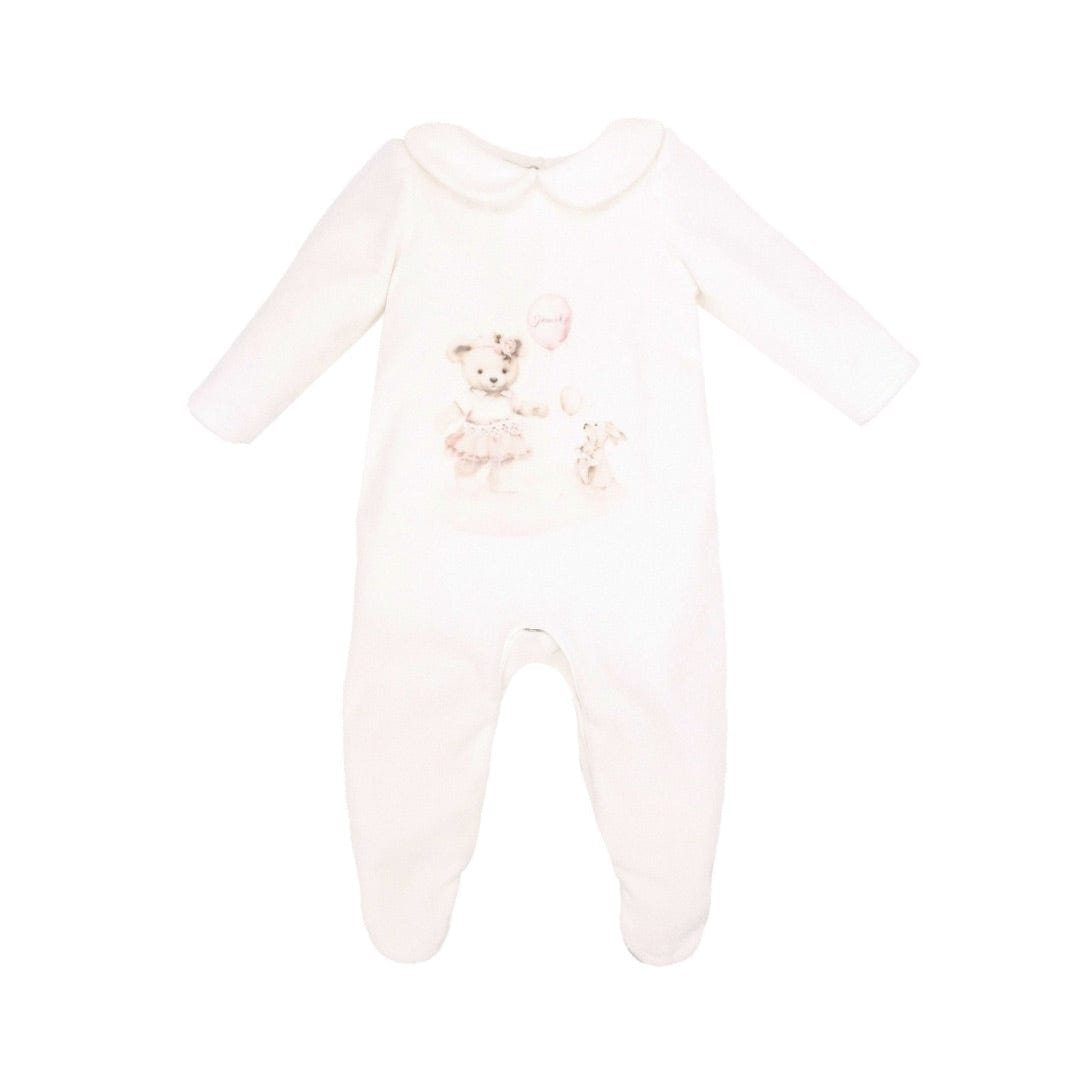 JAMIKS - Velour Bear Babygrow - Pink