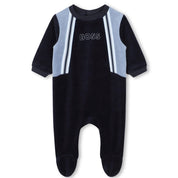 HUGO BOSS - Velour Babygrow -  Navy