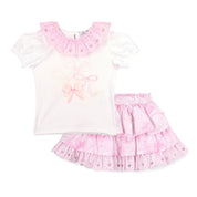 A DEE - Riri Bow-tique Chic Bow Skirt Set With Broderie Anglaise - White